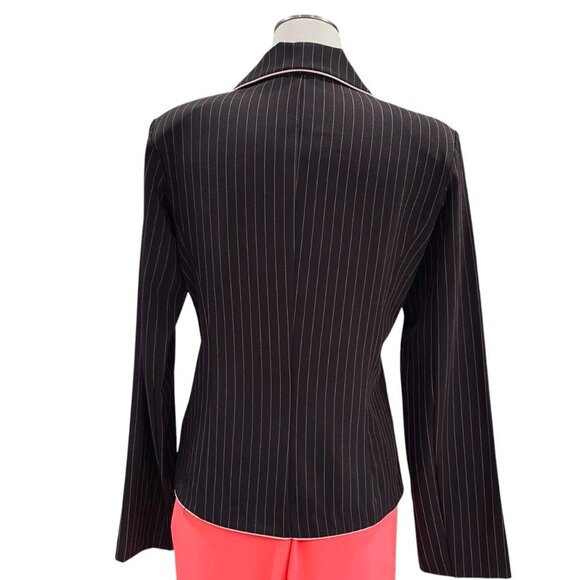 Ruby Rox Pinstripe Blazer Brown Pink Womens Size 13 Preppy Y2K Career Retro - Picture 11 of 12